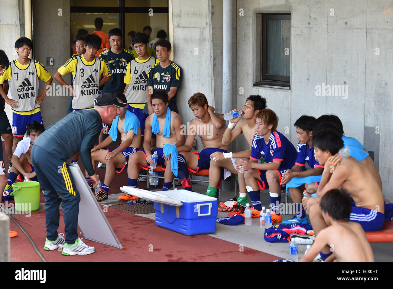 View of Kusanagi Stadium, Shizuoka, Japan. 17th Aug, 2014. U-19U-19 Japan team ...