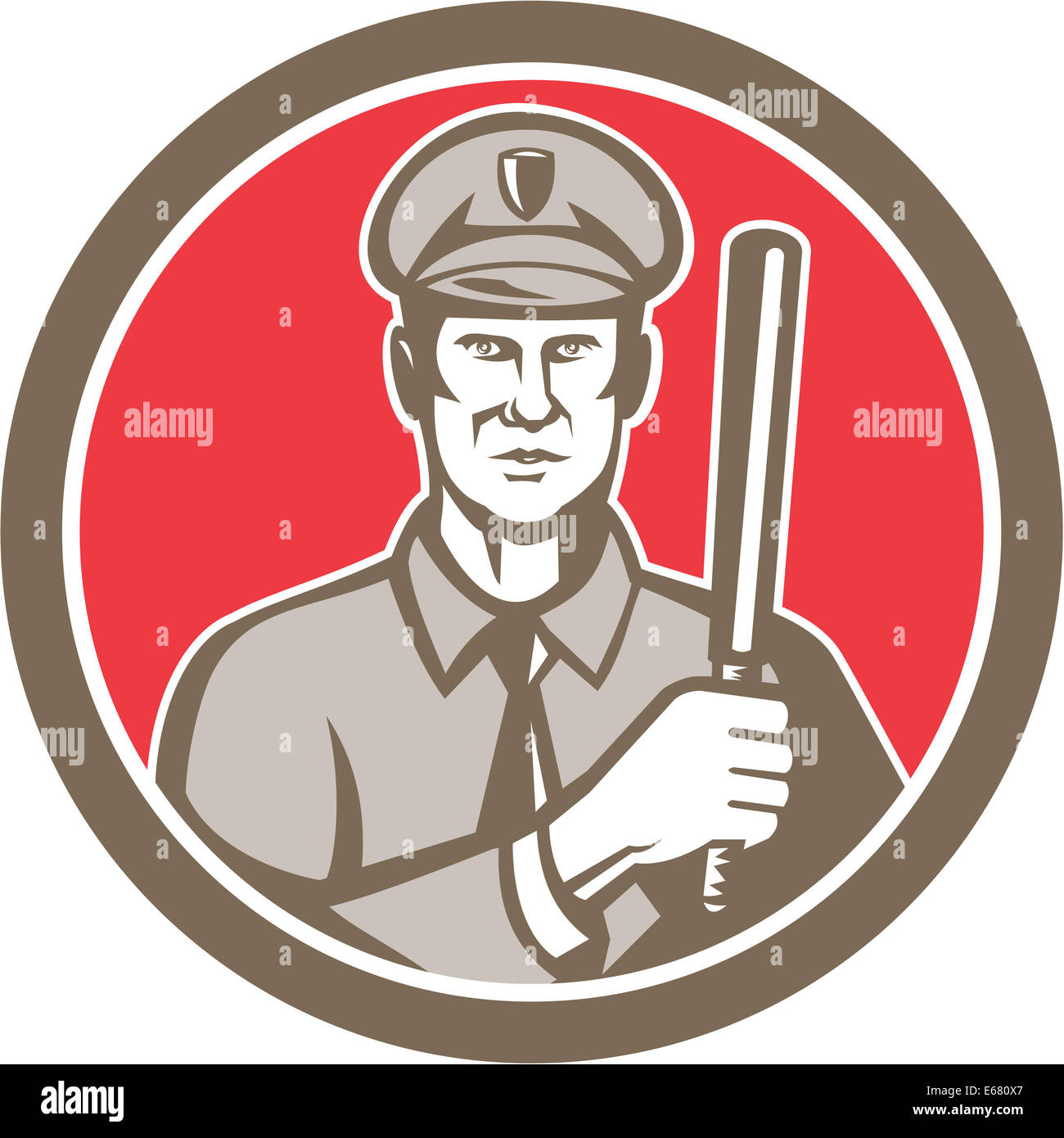 Illustration of a policeman police officer with night stick baton ...