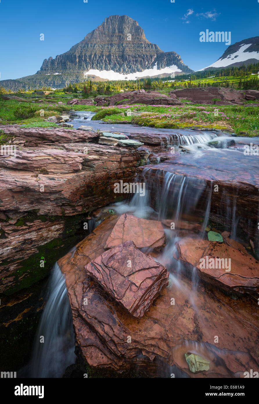 Logan Pass in Glacier National Park, Montana, located near the US-Canada border Stock Photo