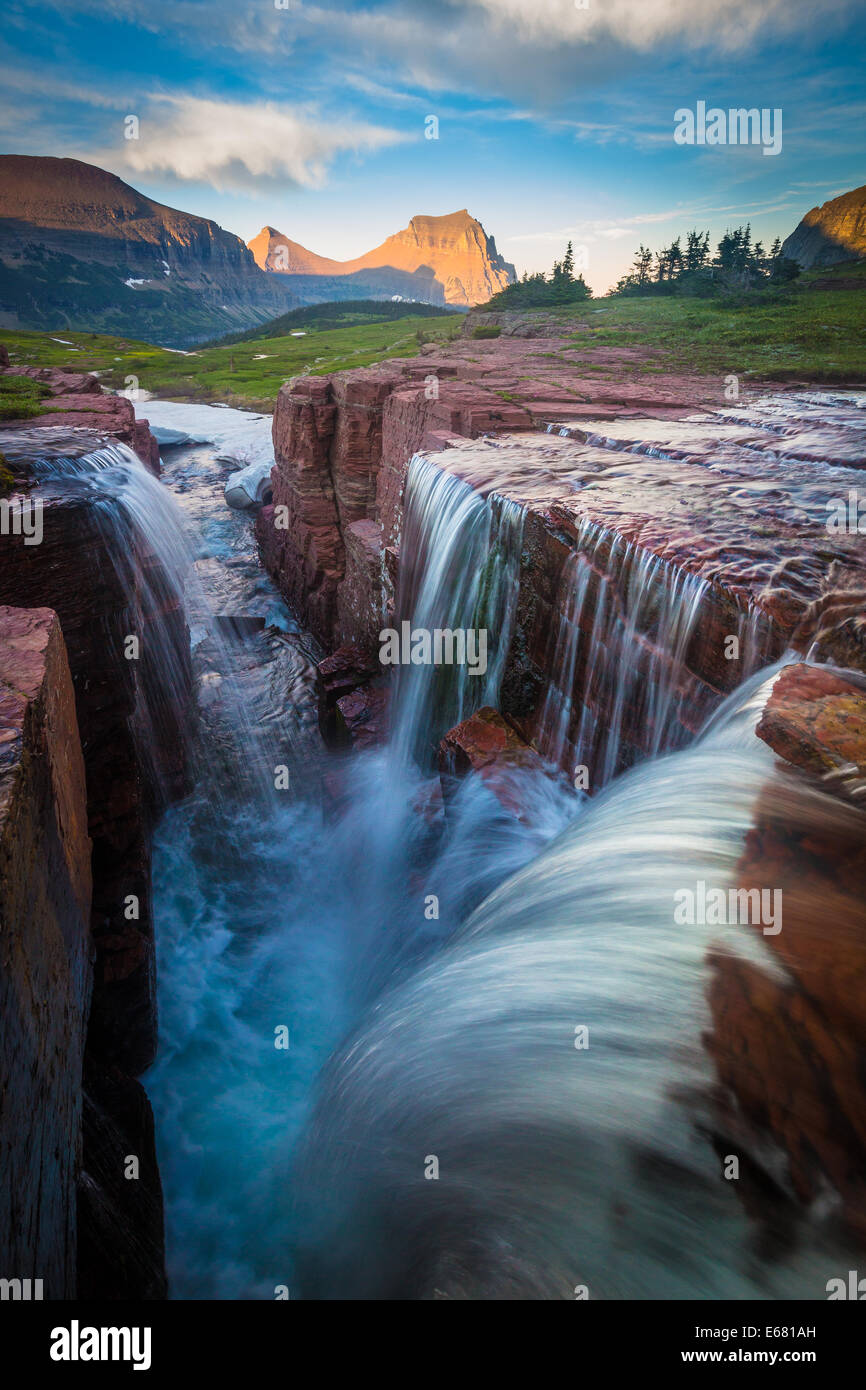 Logan Pass in Glacier National Park, Montana, located near the US-Canada border Stock Photo