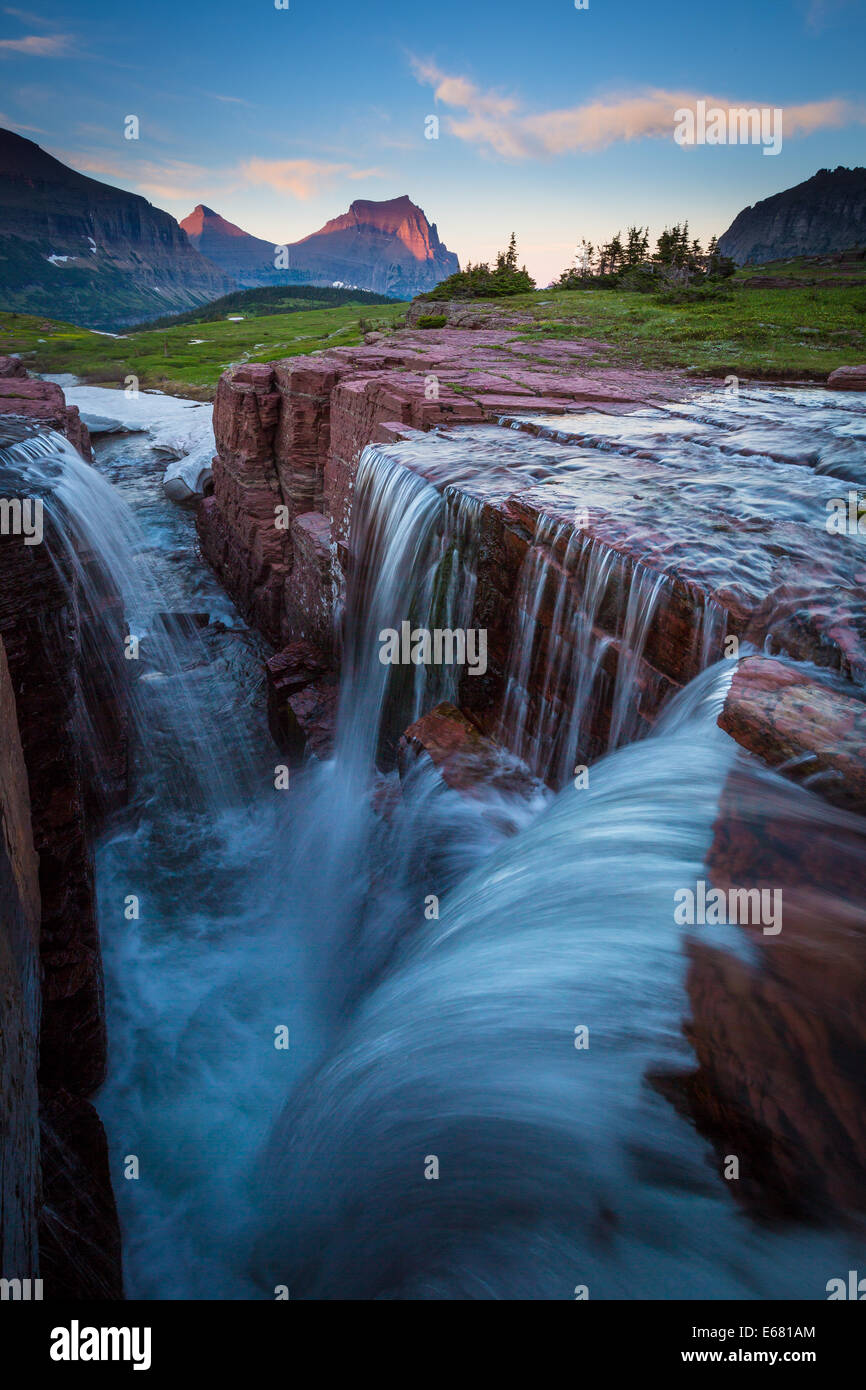 Logan Pass in Glacier National Park, Montana, located near the US-Canada border. Stock Photo