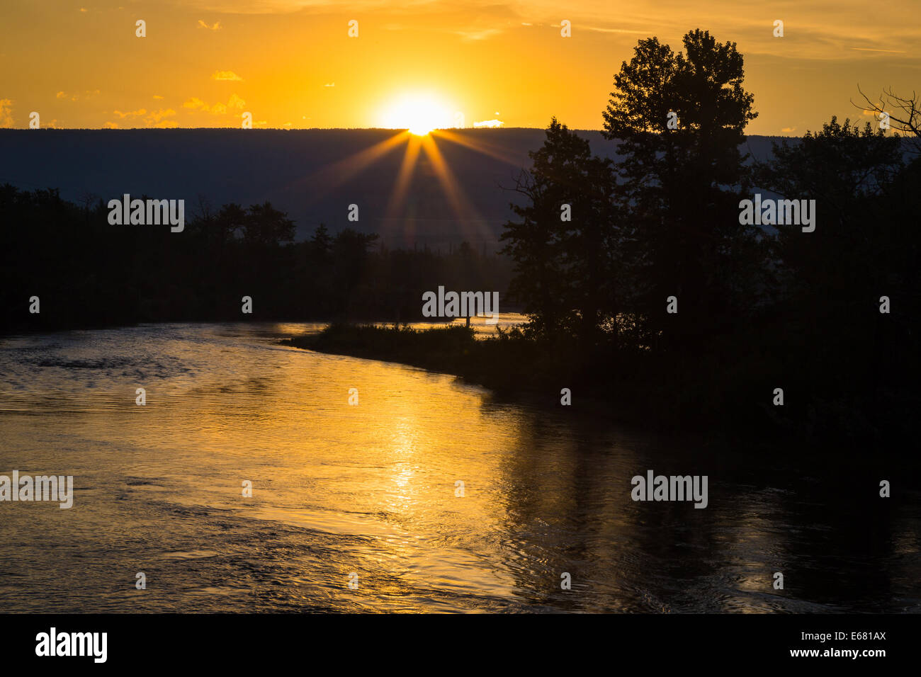 Divide Creek in Glacier National Park,  Montana, on the Canada–United States border Stock Photo