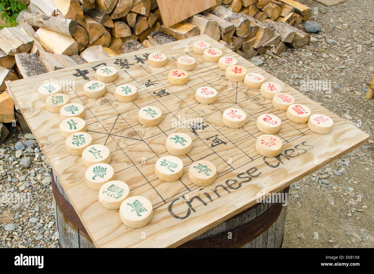 Old Chinese chess board game historic gold rush town Barkerville, British Columbia, Canada. Stock Photo
