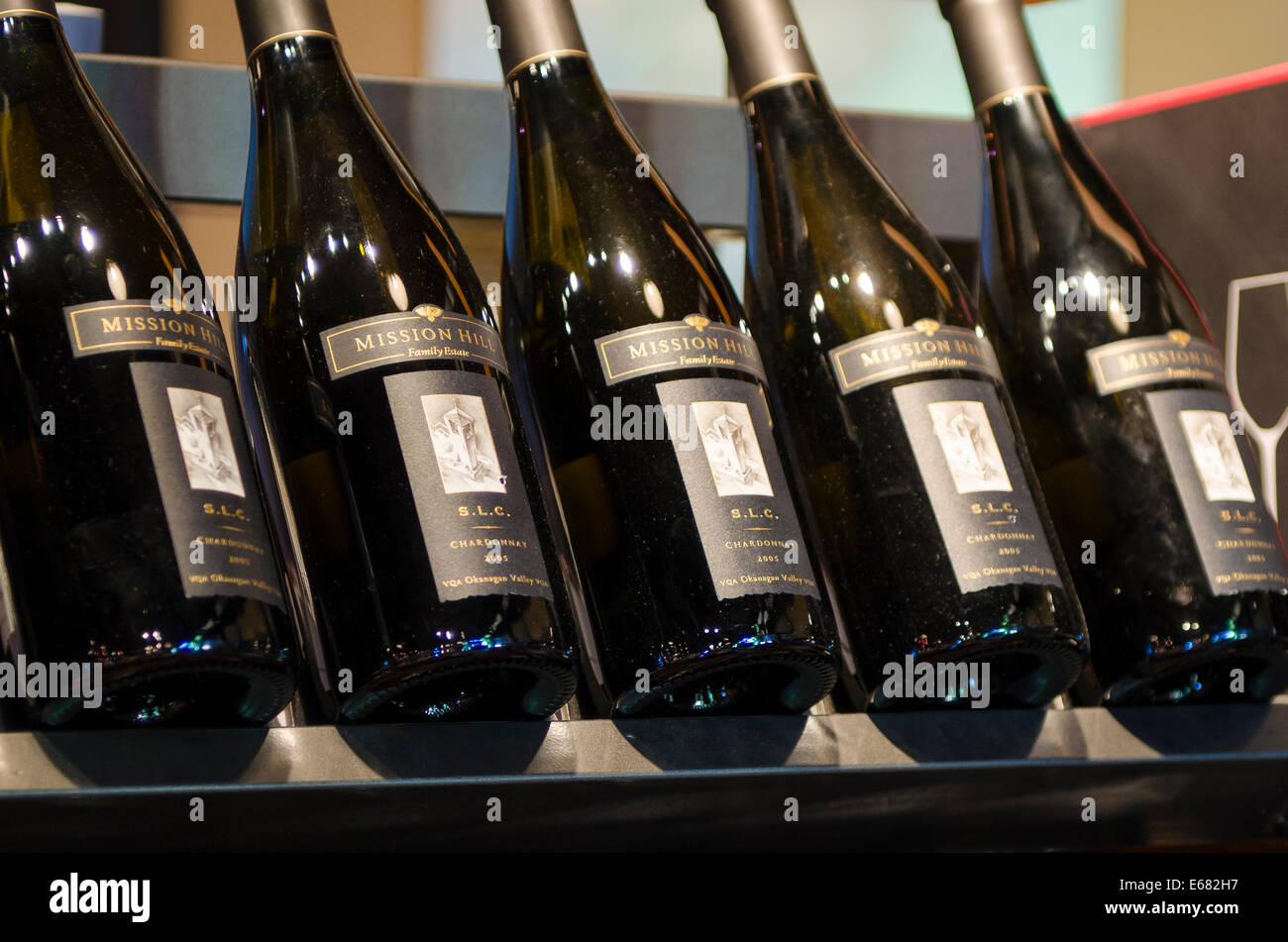 Bottles of red wine at Mission Hill Family Estate wines Okanagan Valley