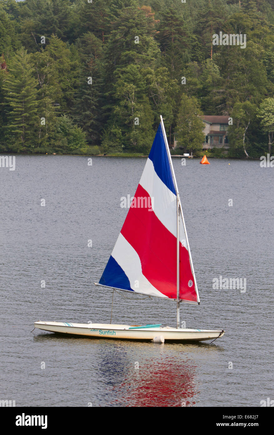 Sailboat on Mirror Lake, Lake Placid, New York Stock Photo Alamy