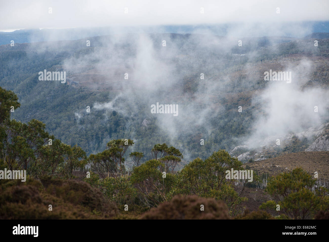 Low cloud, Overland track, Tasmania, Australia Stock Photo