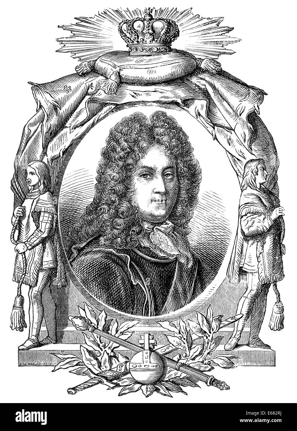 portrait of Louis XIV, Louis le Grand, 1638 - 1715, King of France and Navarre, called the Sun King or le Roi-Soleil, Ludwig XIV Stock Photo
