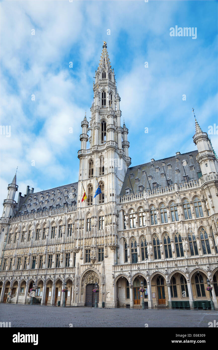 BRUSSELS, BELGIUM - JUNE 15, 2014: Town hall gothic building. Stock Photo
