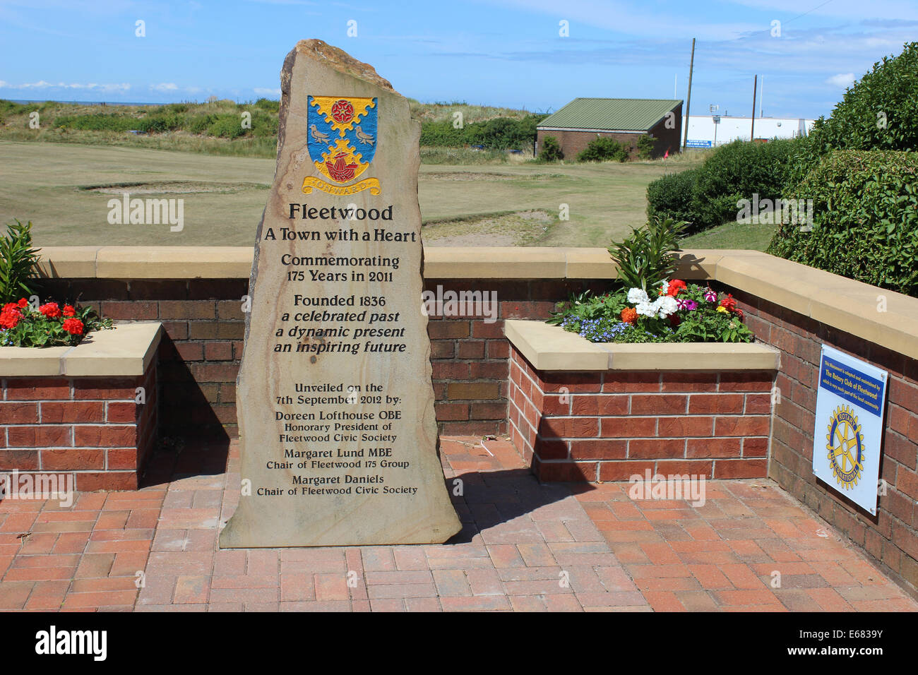 Sculpture on The Esplanade, Fleetwood, Lancashire commemorating 175 years in 2011 since the town was founded in 1836 Stock Photo