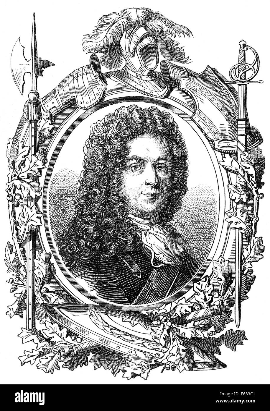 François de Neufville, 2ème duc de Villeroy or Villeroi, 1644-1730, a French soldier, Stock Photo