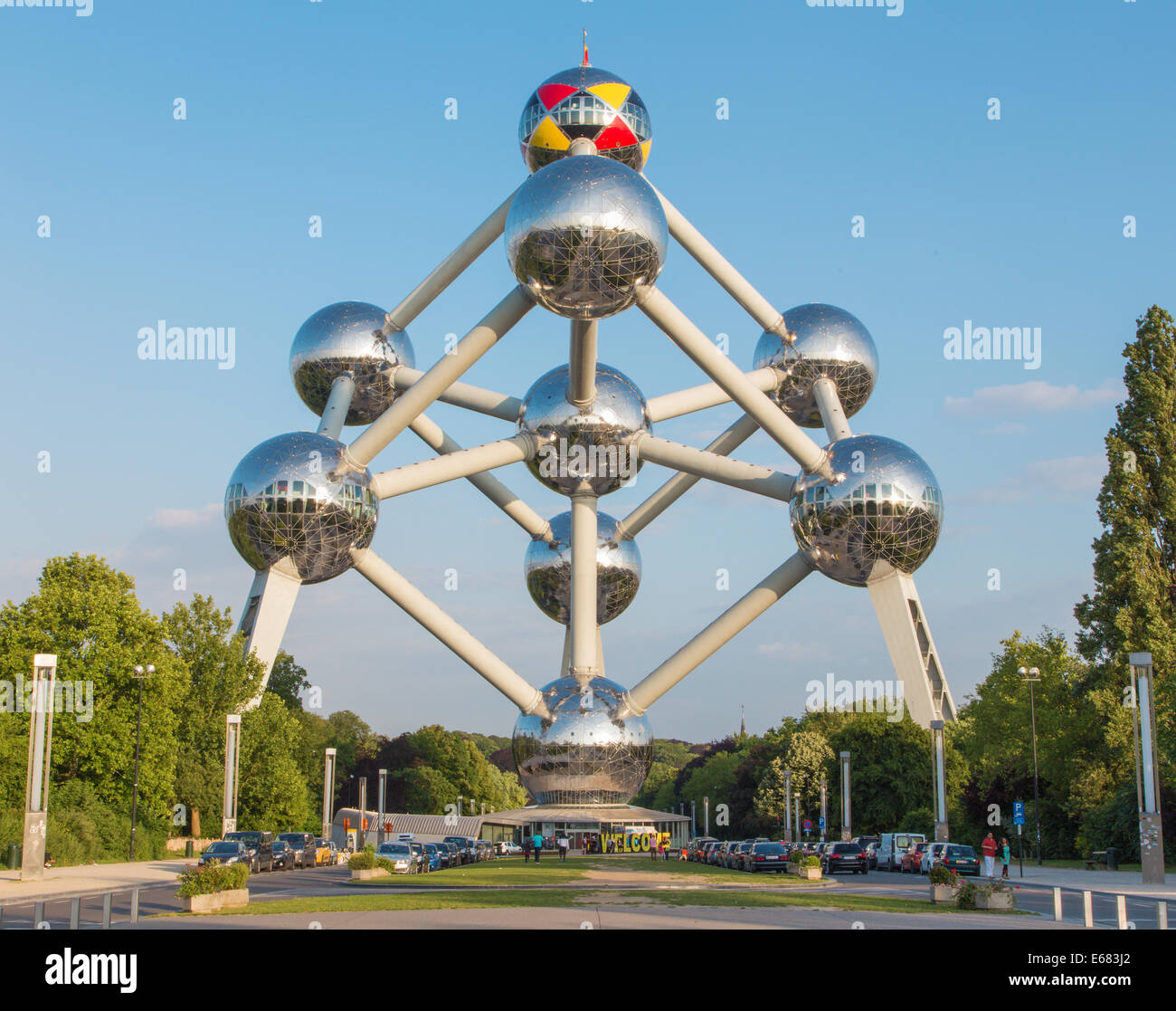 BRUSSELS, BELGIUM - JUNE 16, 2014: Atomium. Modern building was originally constructed for Expo '58 Stock Photo