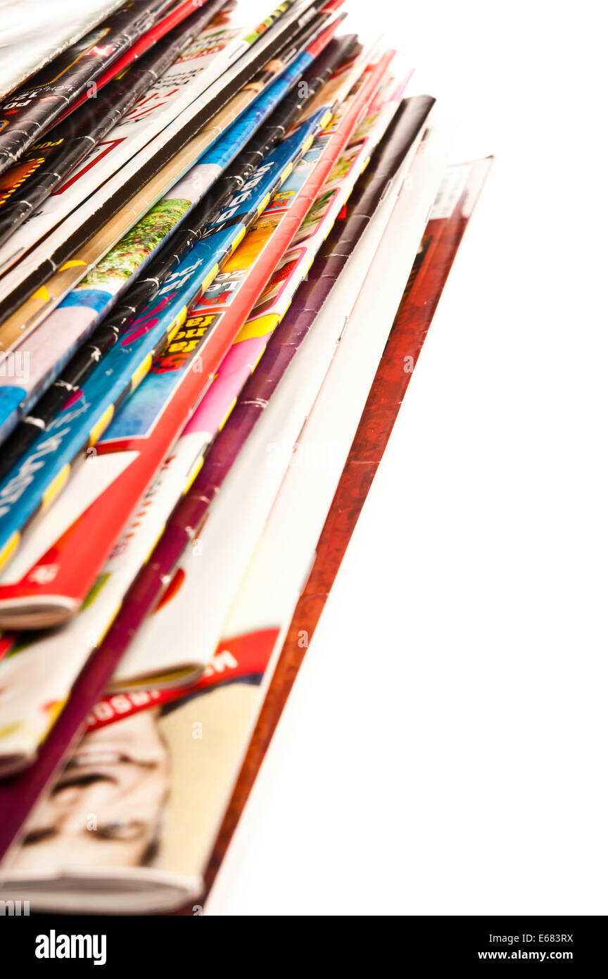 Stack of magazines .Closeup background of a pile of old magazines with  bending pages 23579660 Stock Photo at Vecteezy