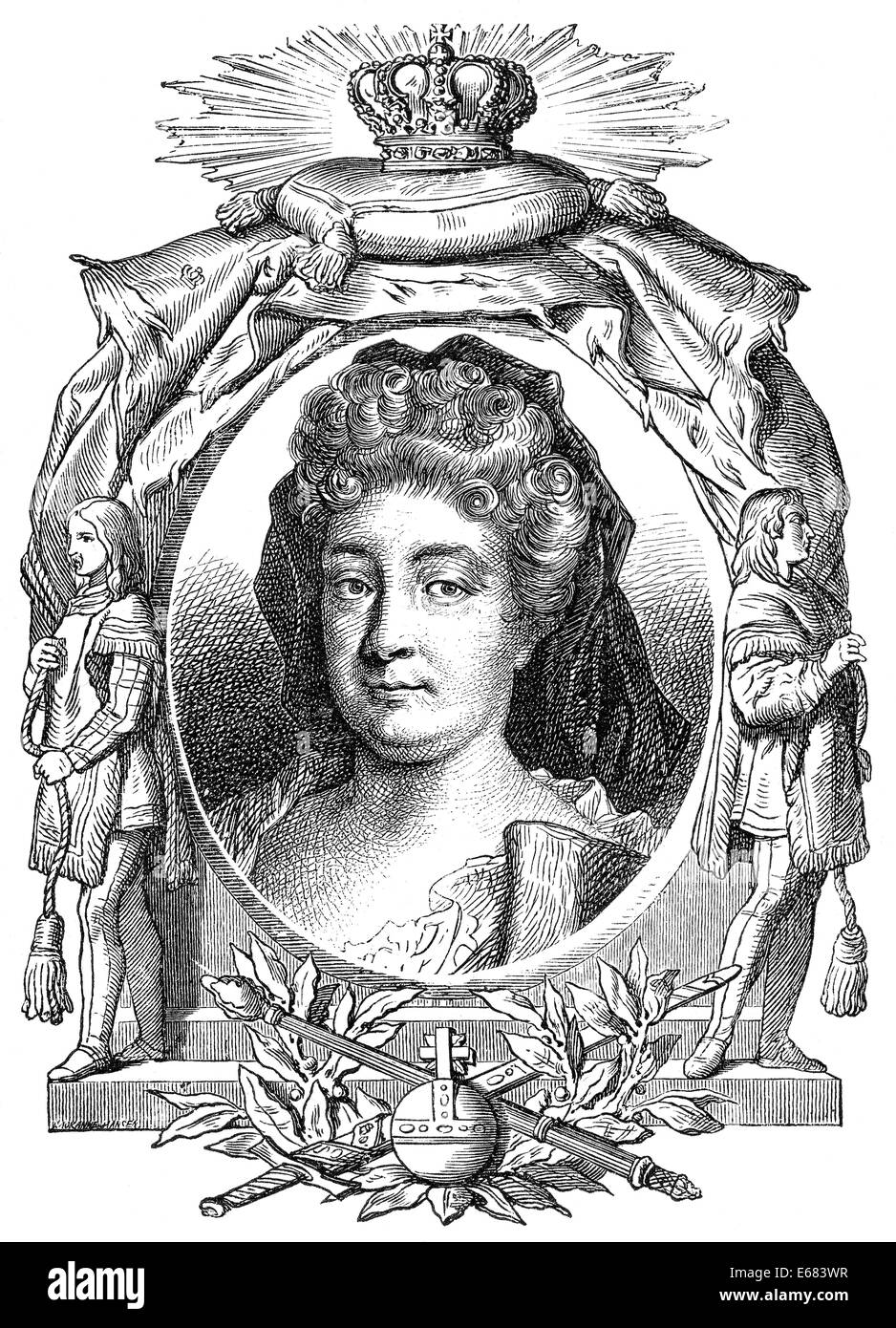 Sophia Charlotte of Hanover, 1668-1705, the first Queen consort in Prussia as wife of King Frederick I, Stock Photo