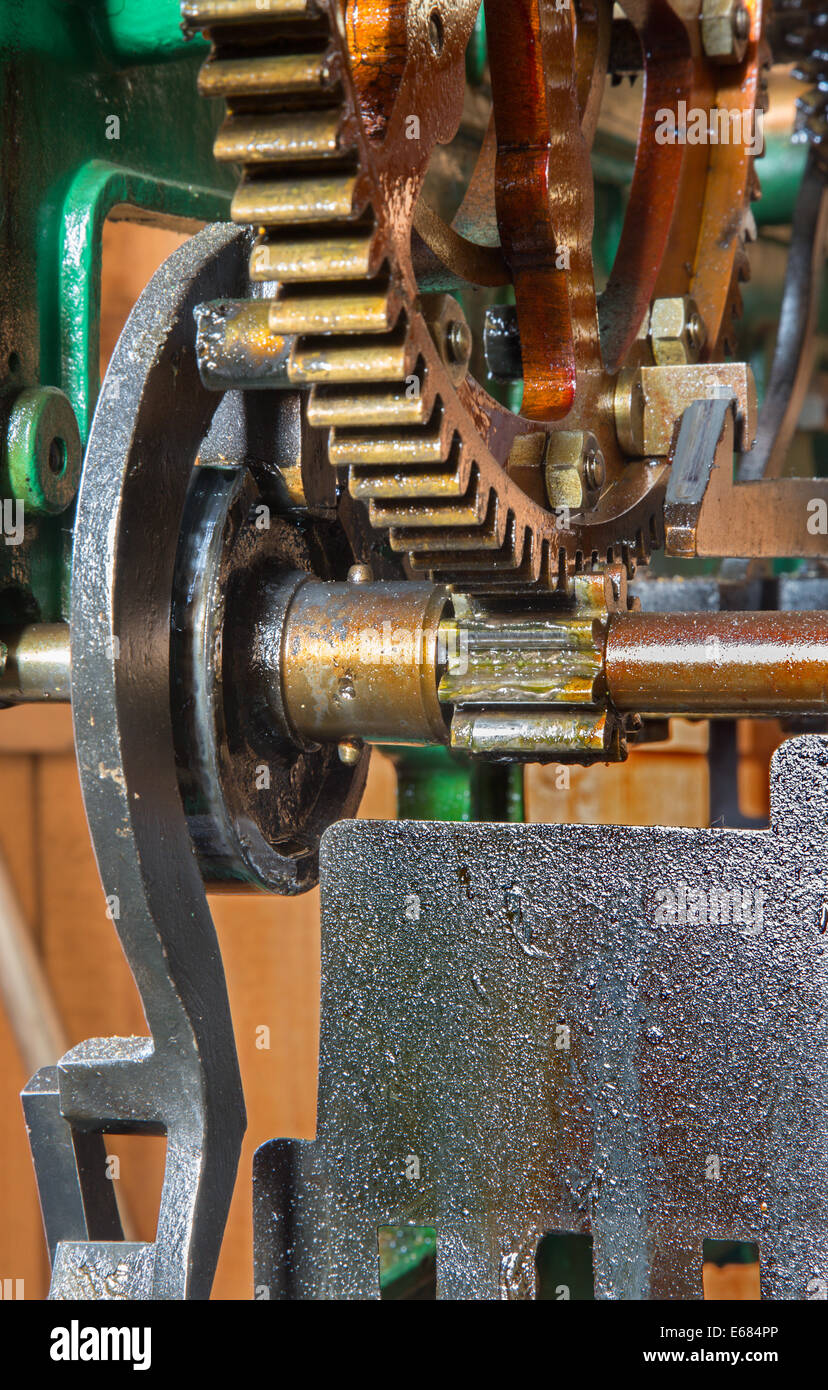 detail of clockwork from colcktower Stock Photo