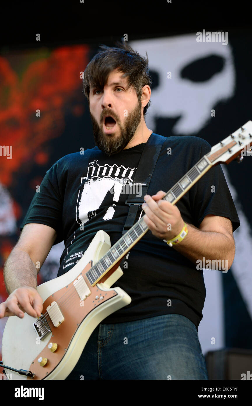 Kurt Ballou of Converge live at the Highfield Festival 2014 on August 17, 2014 at the Stoermthaler Lake in Grosspoesna, Germany. Stock Photo