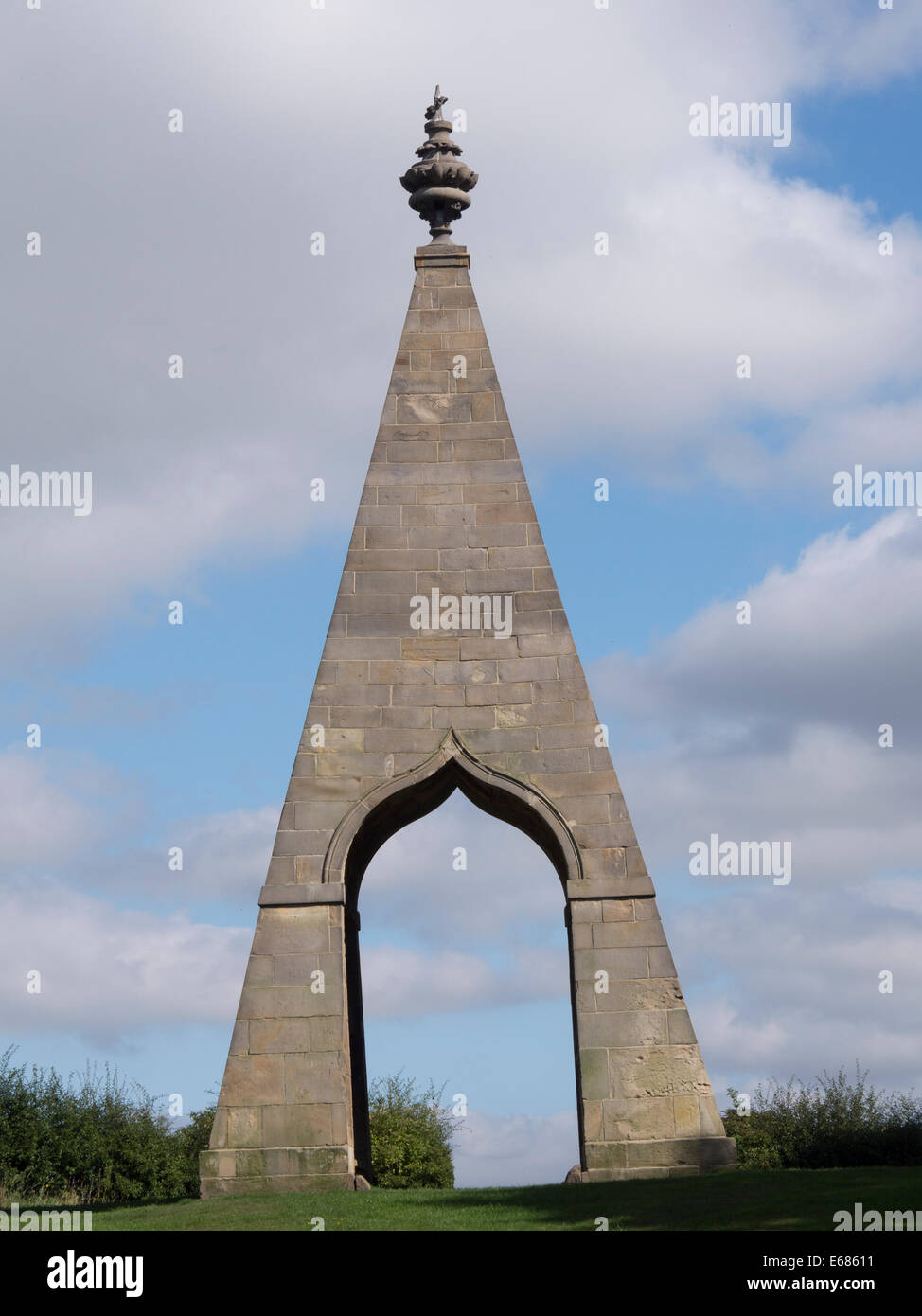 The Needles Eye, a ‘folly’ near Rotherham in South Yorkshire. The duke of rockingham wagered that he could drive a cart ‘through Stock Photo