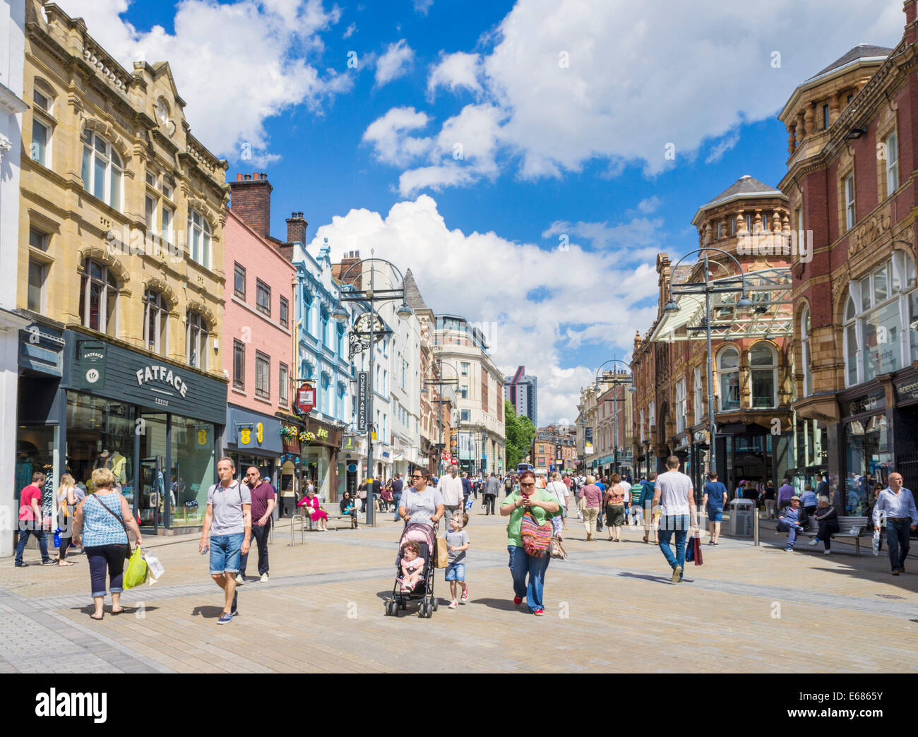 Briggate Shopping Street in Leeds City Centre Leeds West Yorkshire England UK GB  Europe Stock Photo