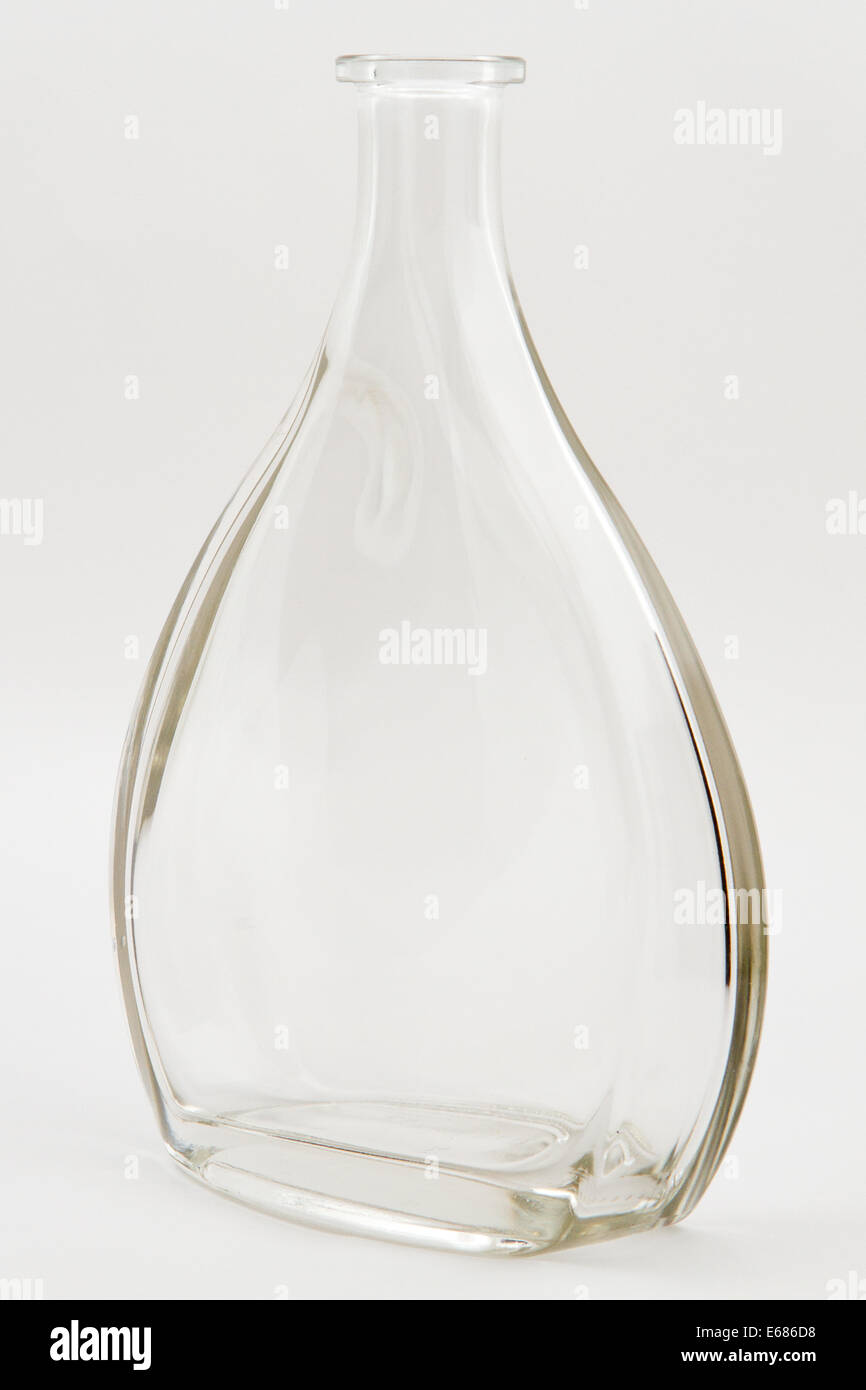 large clear glass bottle isolated on white background Stock Photo