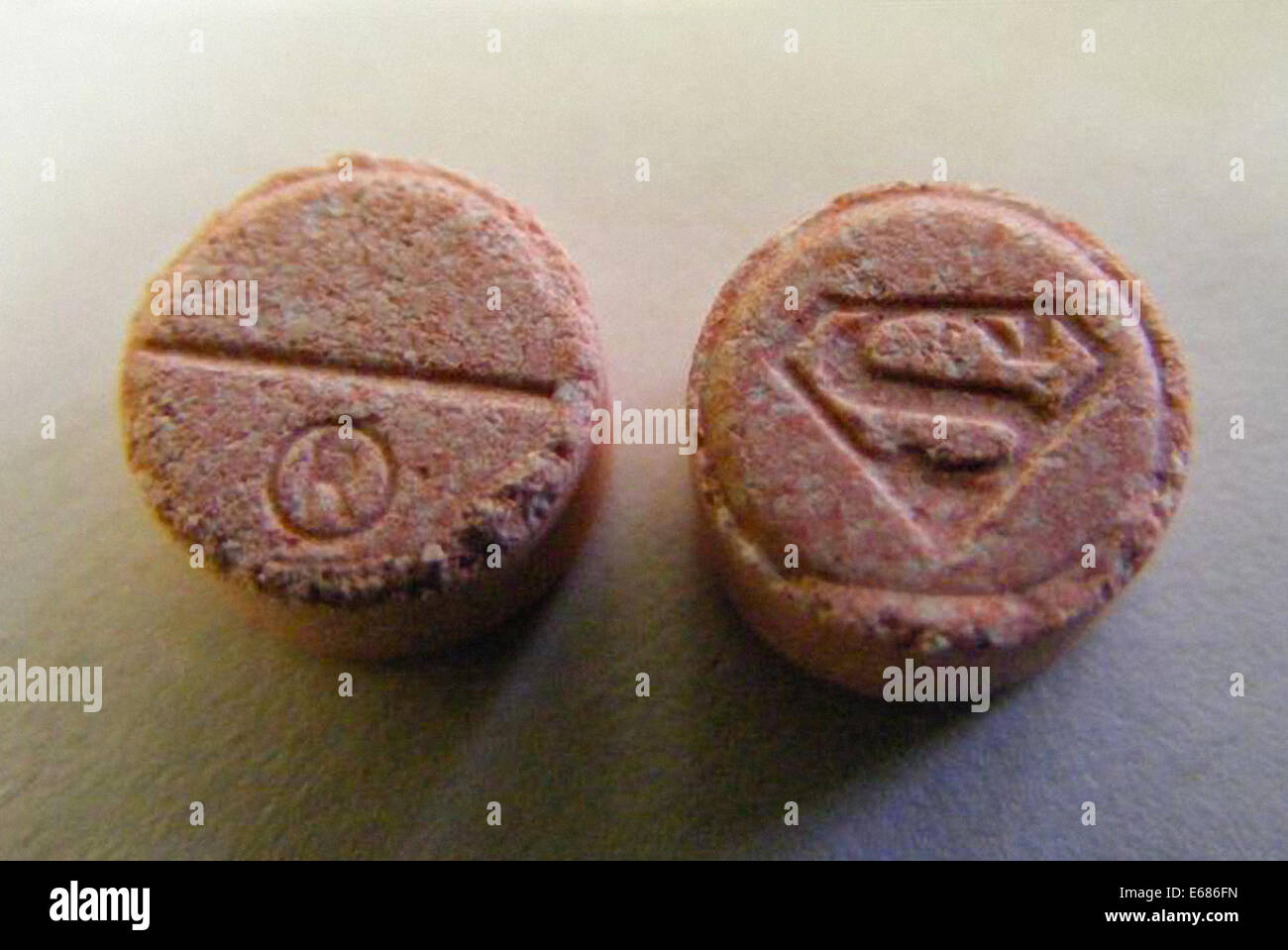 Fake Ecstasy pills know as 'Superman' containing PMA responsible for numerous deaths. See description for more information. Stock Photo