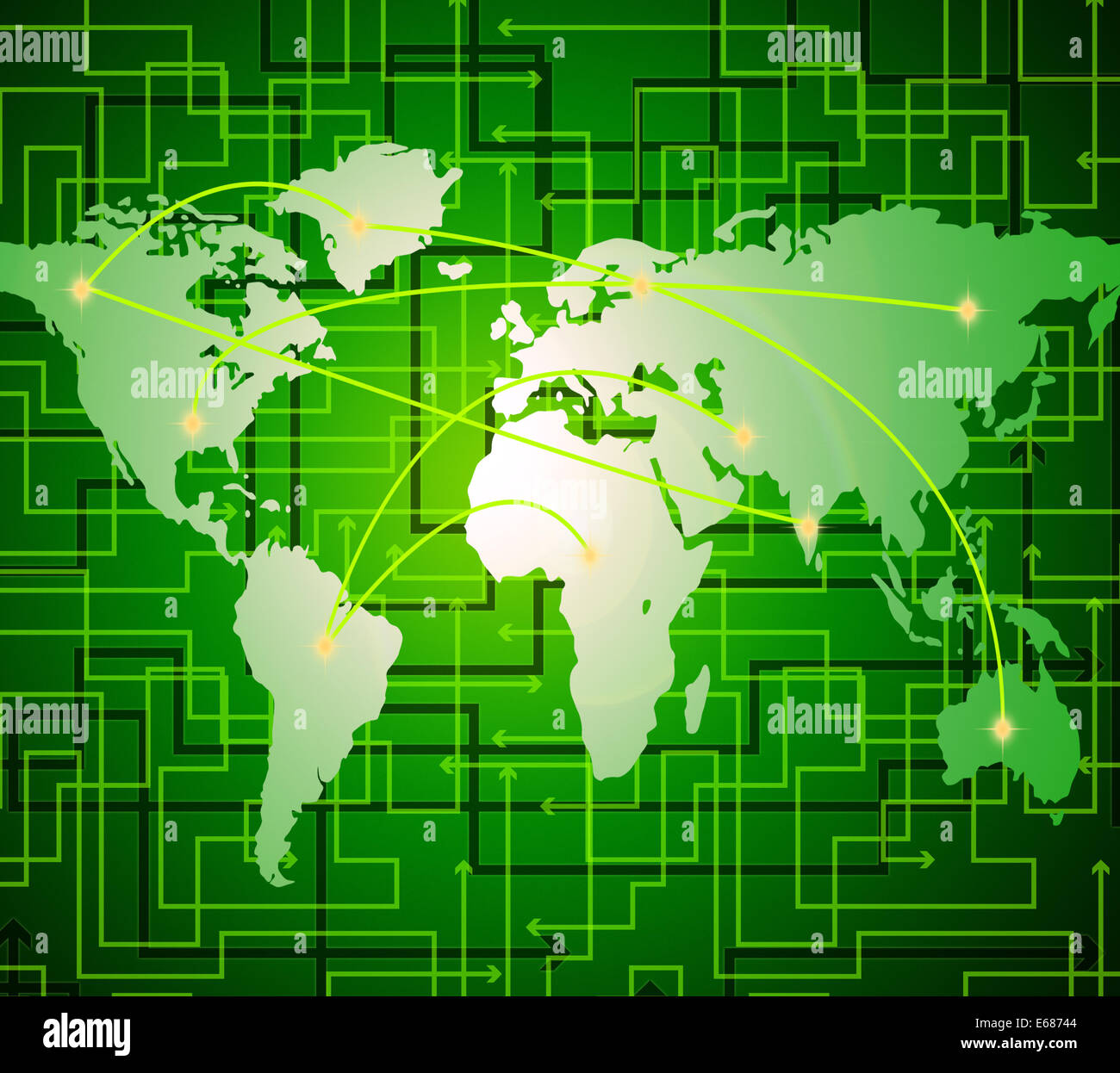World Map Meaning Computer Network And Keyboard Stock Photo - Alamy