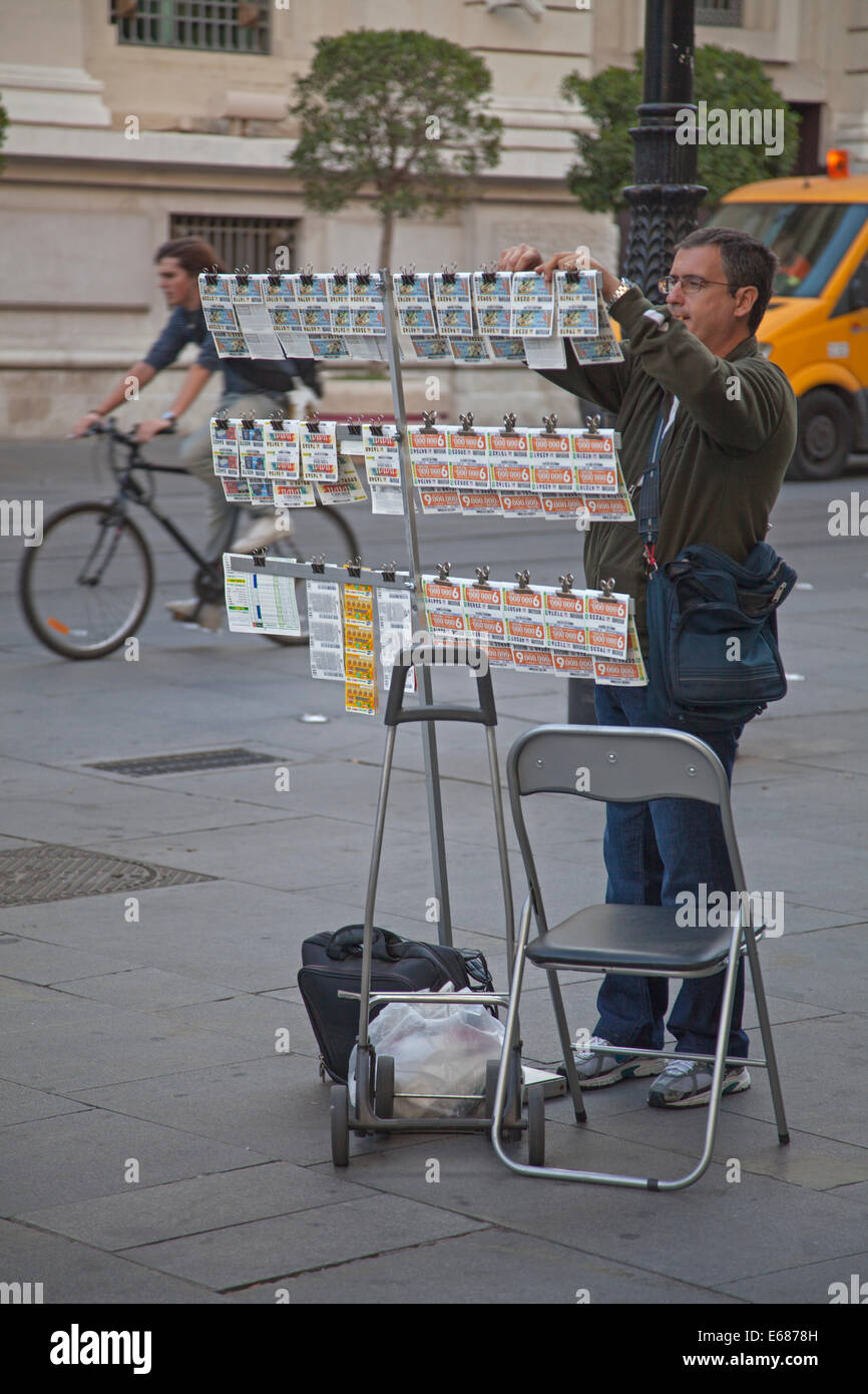 Lottery Tickets on sale in Seville Stock Photo