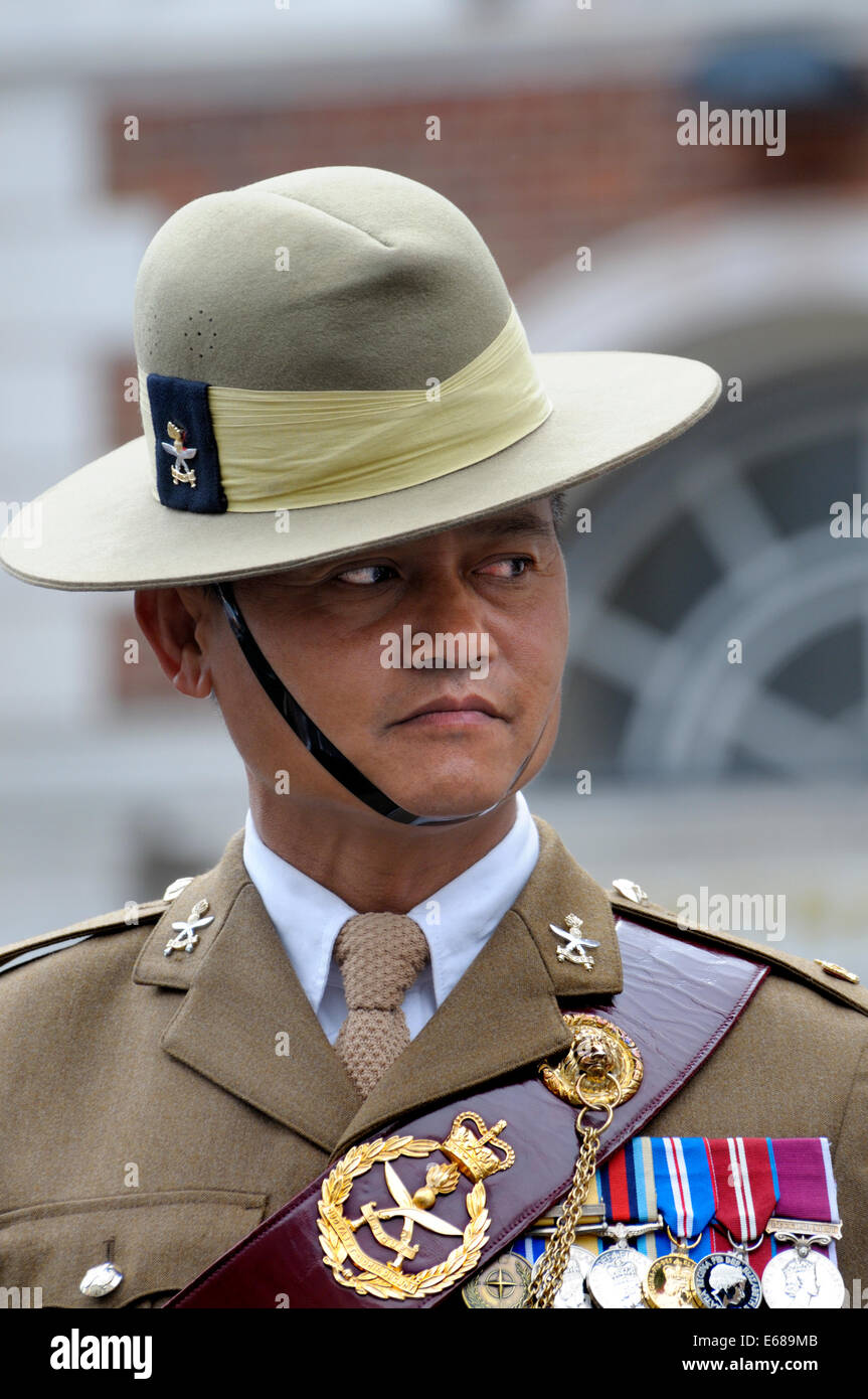 Gurkha Soldier With Uniform And Medals Maidstone Kent England Civic   Gurkha Soldier With Uniform And Medals Maidstone Kent England Civic E689MB 