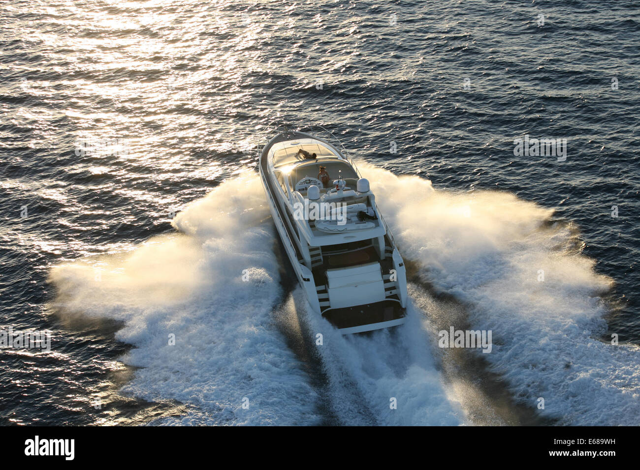 Luxury yacht in navigation aerial view Stock Photo - Alamy