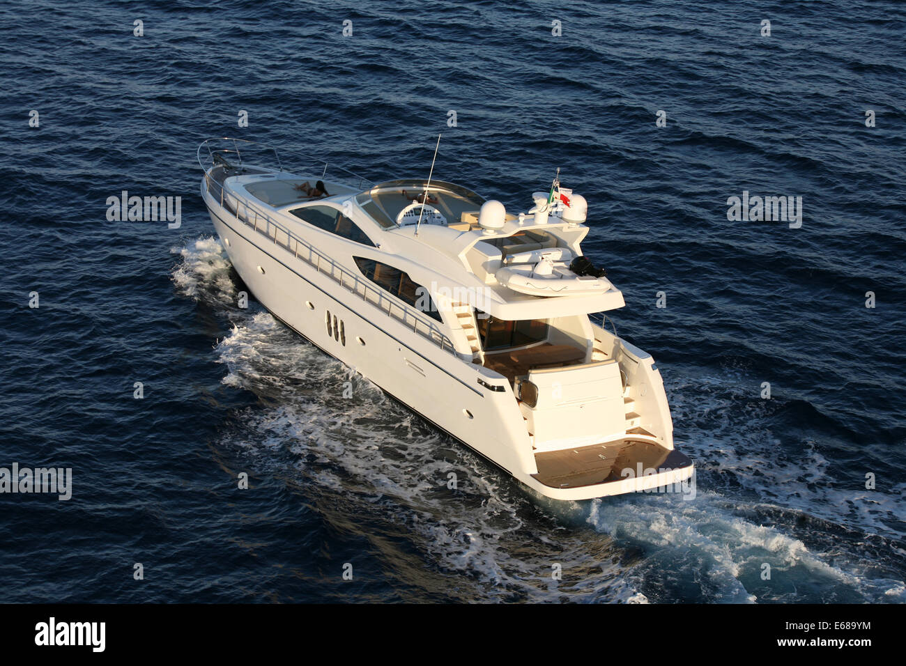 Luxury yacht in navigation aerial view Stock Photo - Alamy