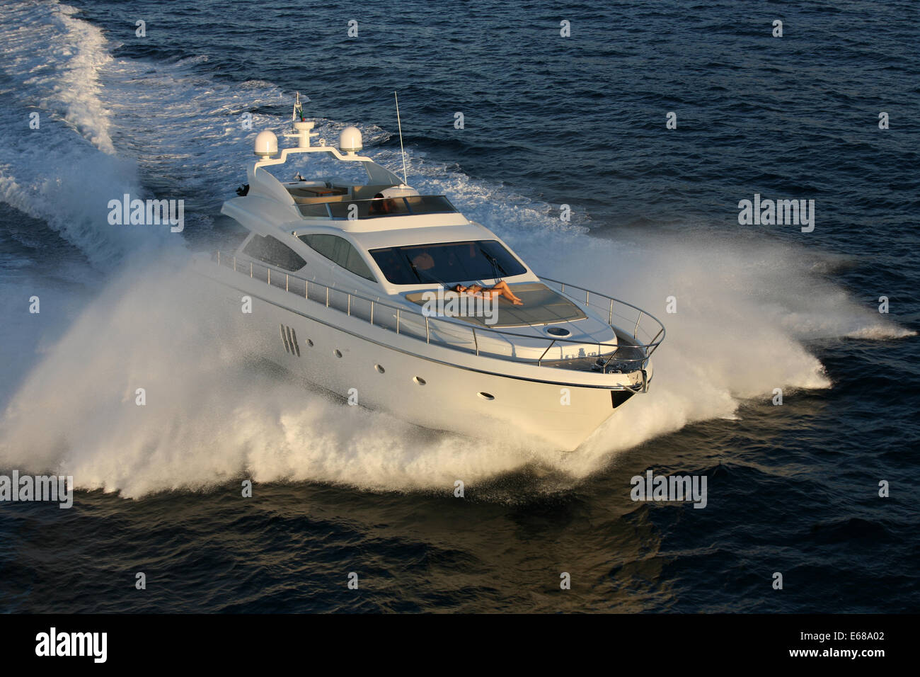 Luxury yacht in navigation aerial view Stock Photo - Alamy