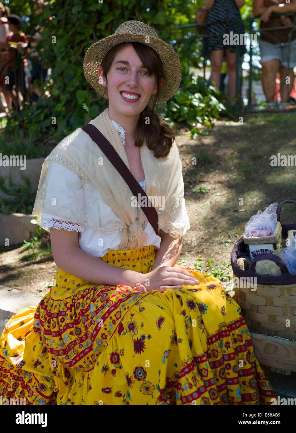 A young French woman poses in traditional Provençal Costume Stock Photo -  Alamy