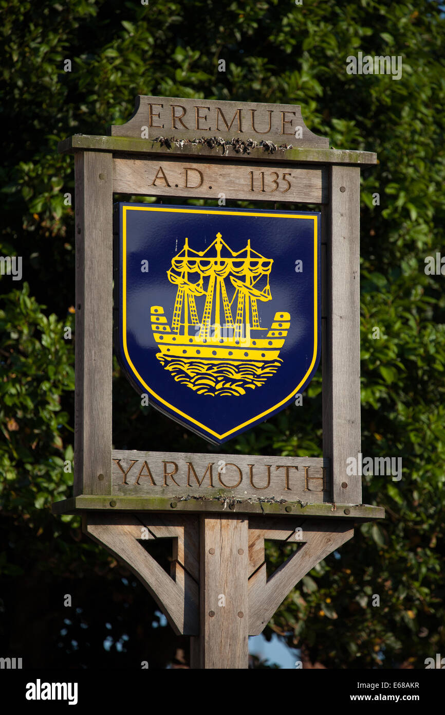 Ornamental village sign Yarmouth Isle of Wight UK Stock Photo - Alamy