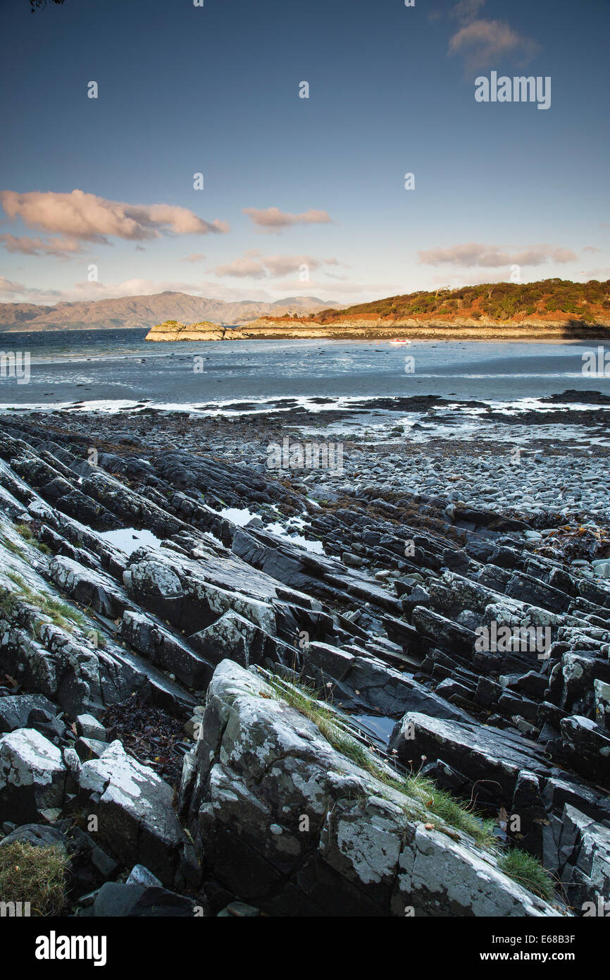 Rocks and Beach Glenuige, Ardnamurchan, Scotland Stock Photo