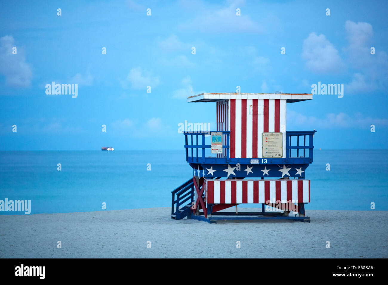Tourist attraction beach hut on South beach in Miami Stock Photo
