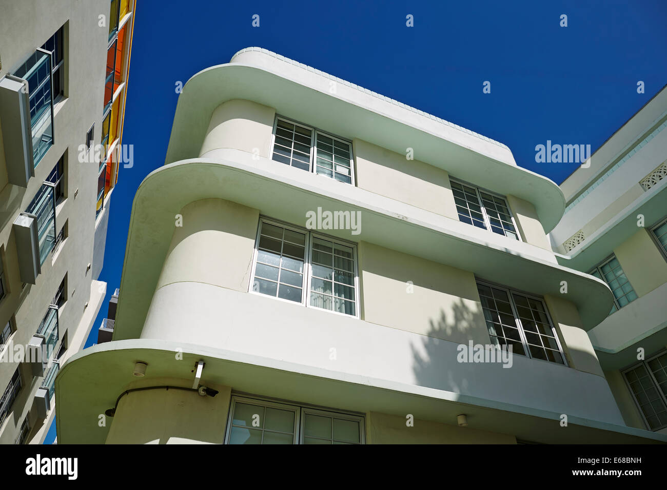 Ocean Drive South Beach Miami in Florida USA,  art deco detail Stock Photo
