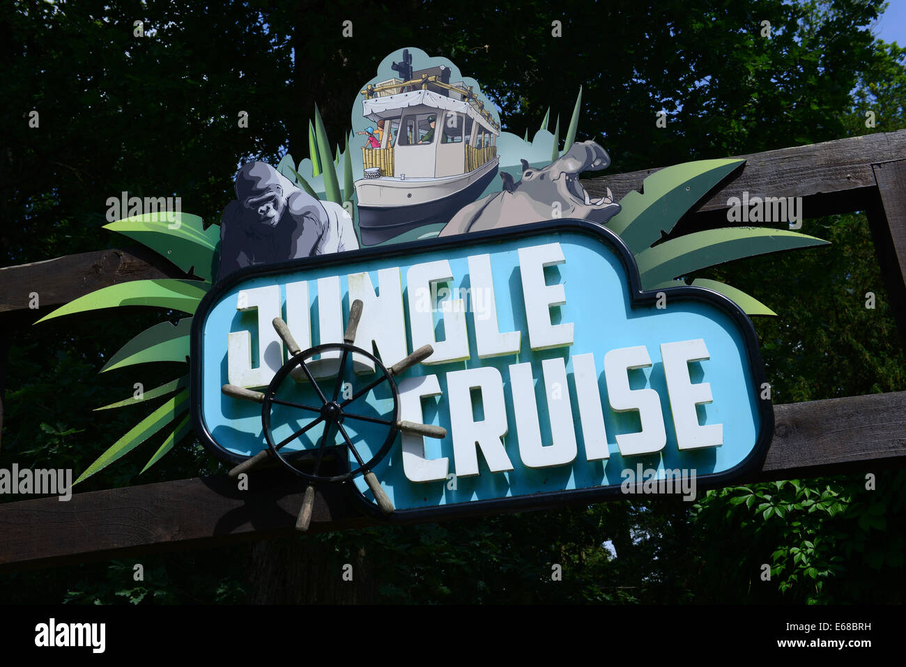 Longleat Safari Park, Jungle Cruise sign, Wiltshire, England Stock Photo