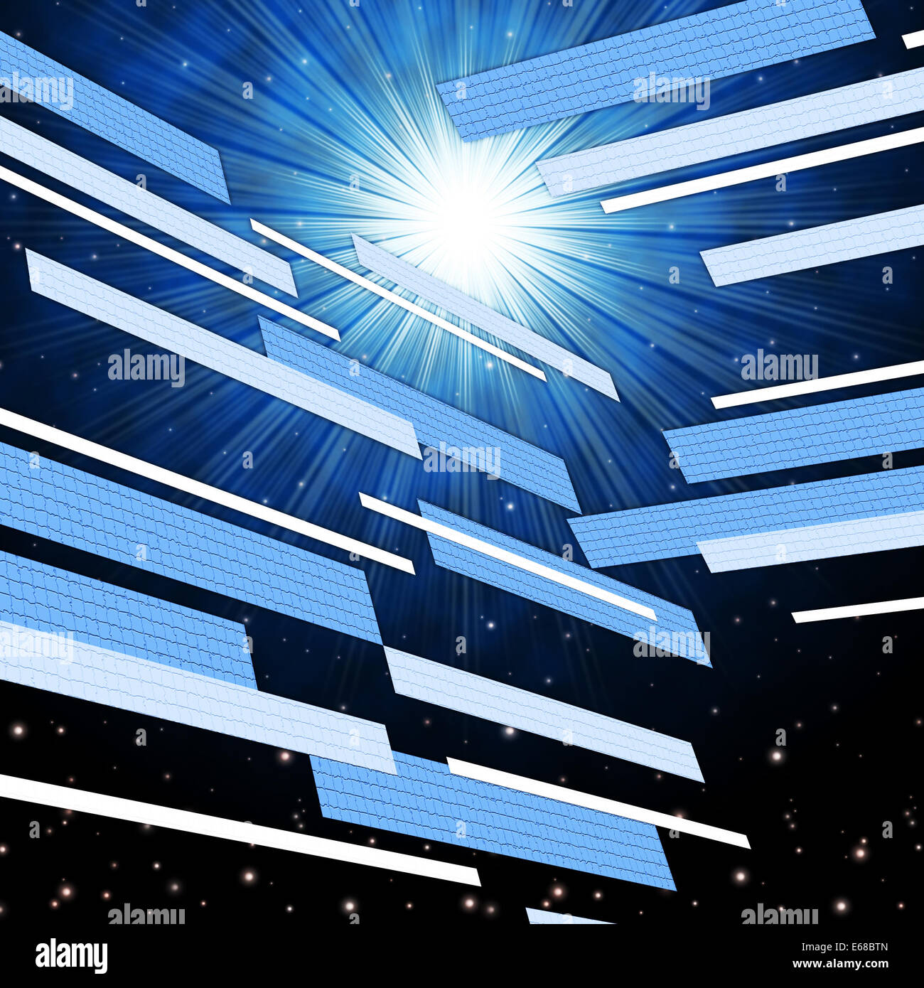 Blue Sky Background Meaning Brilliant Star And Satellites Stock Photo