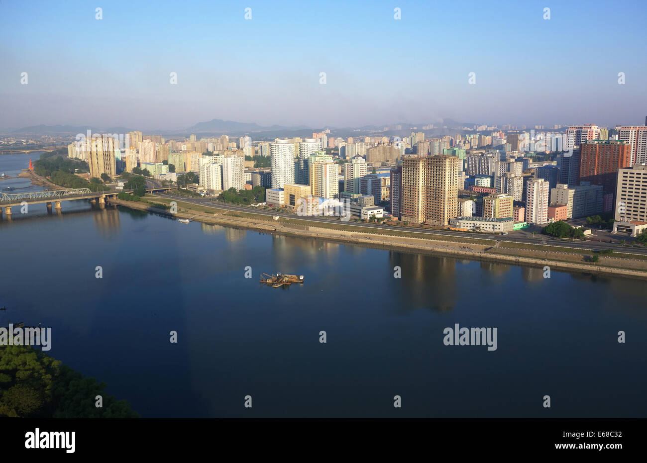 Pyongyang, North Korea, Taedong River and city of Pyongyang, North Korea Stock Photo