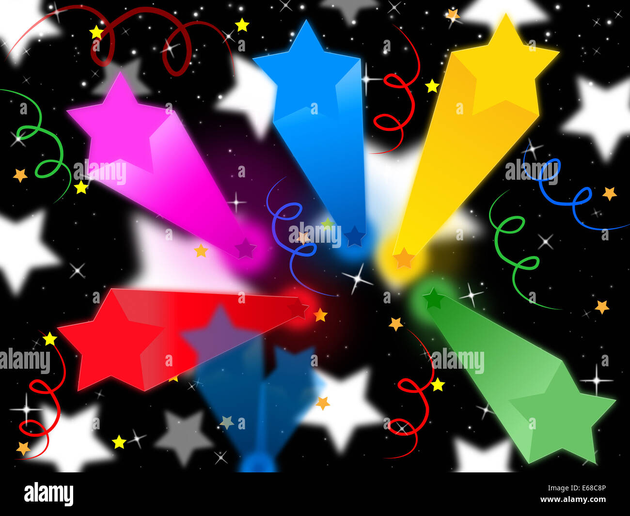 Stars Streamers Background Meaning Celestial Colors And Party Stock