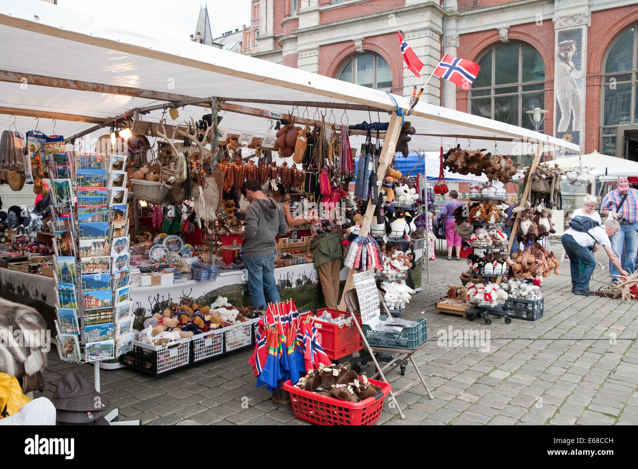A souvenir stall in the marketplace in Bergen Norway Stock Photo Alamy