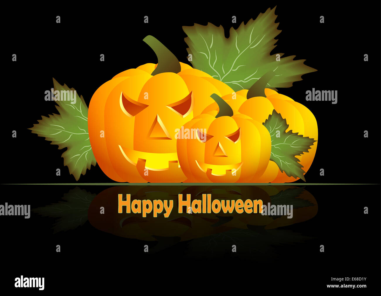 greeting card for Halloween with pumpkins vector illustration Stock ...