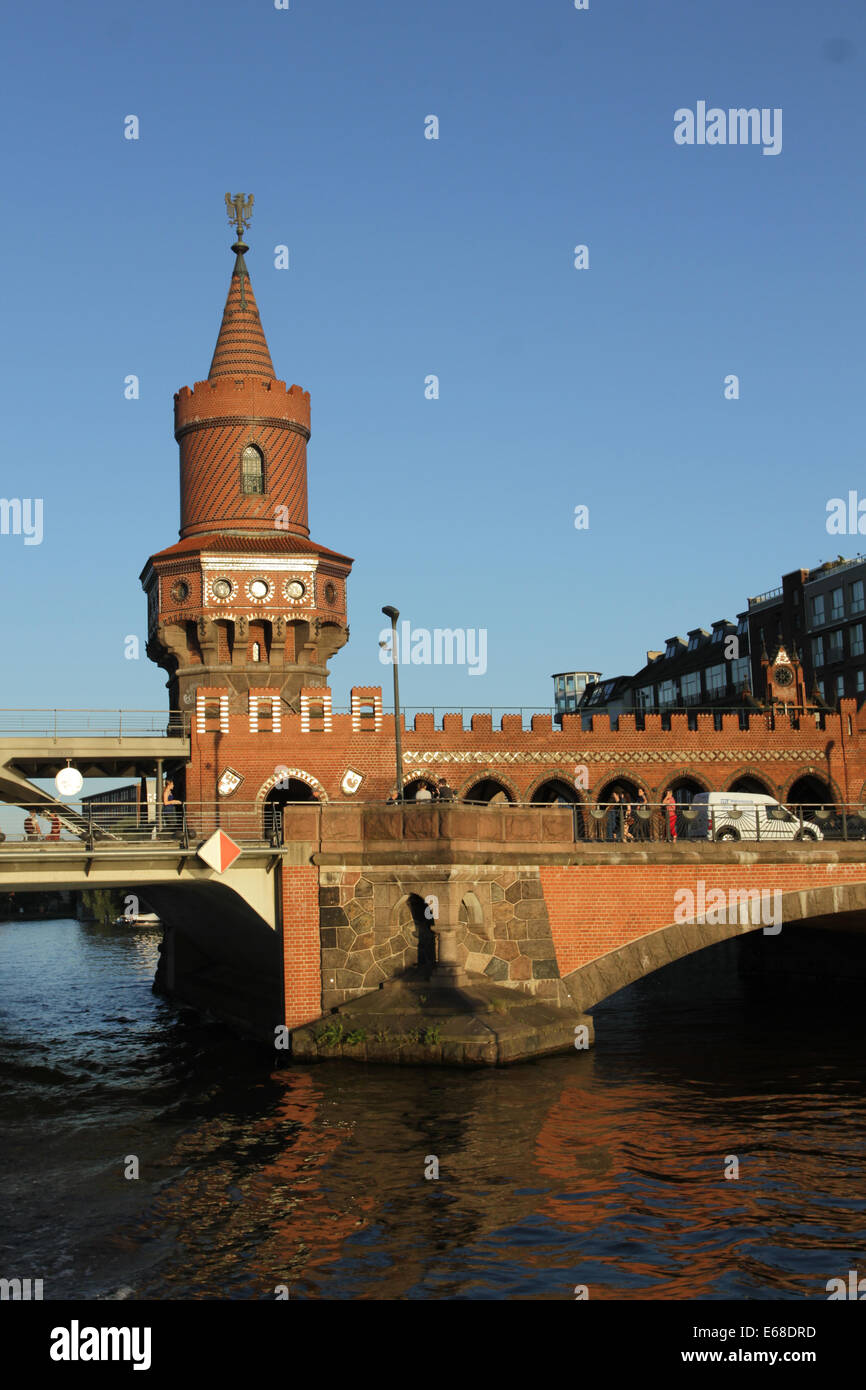 Germany, Berlin, View of Oberbaum bridge at Spree river Stock Photo