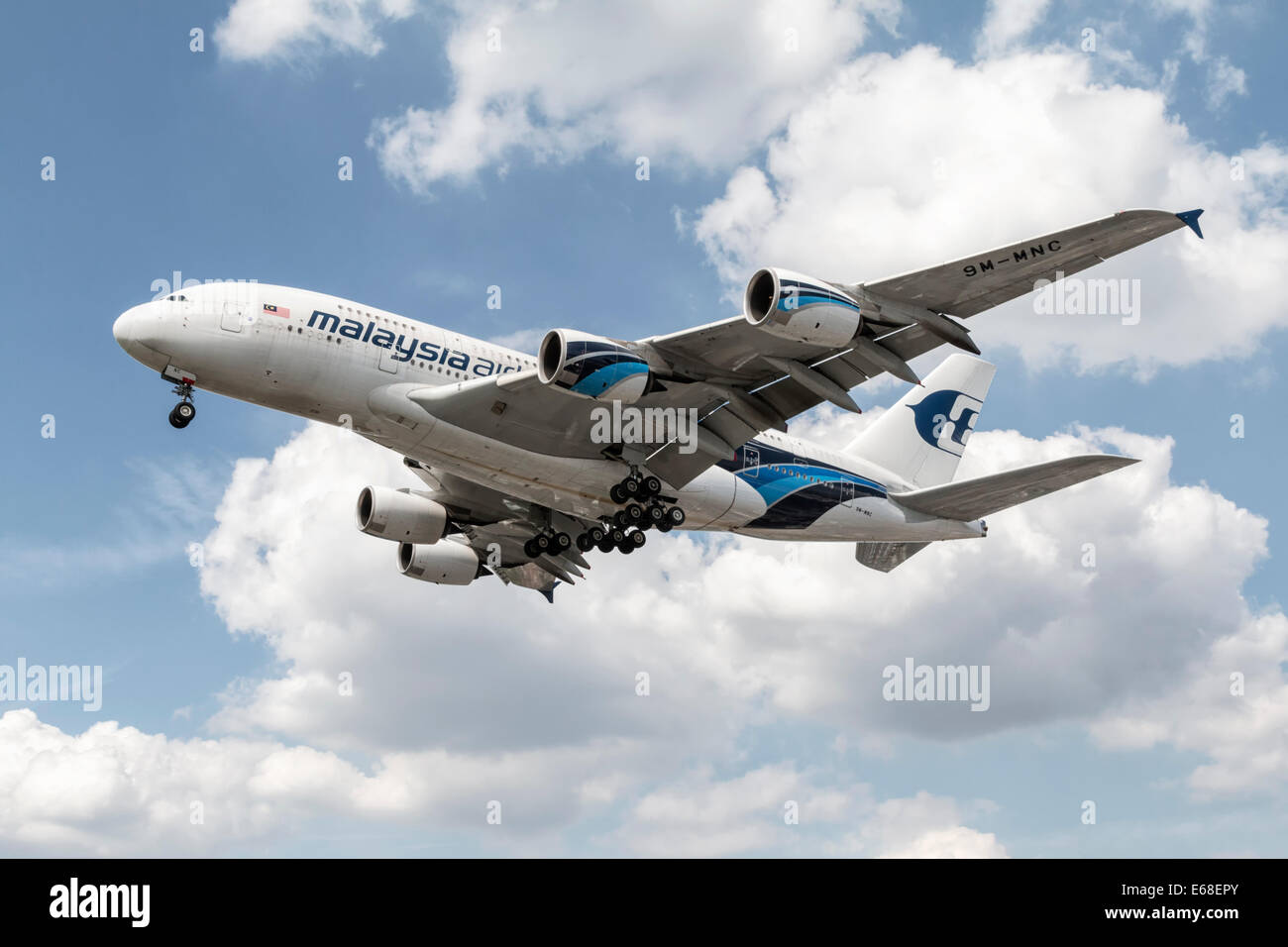 An Airbus A380 super jumbo of Malaysia airlines Stock Photo