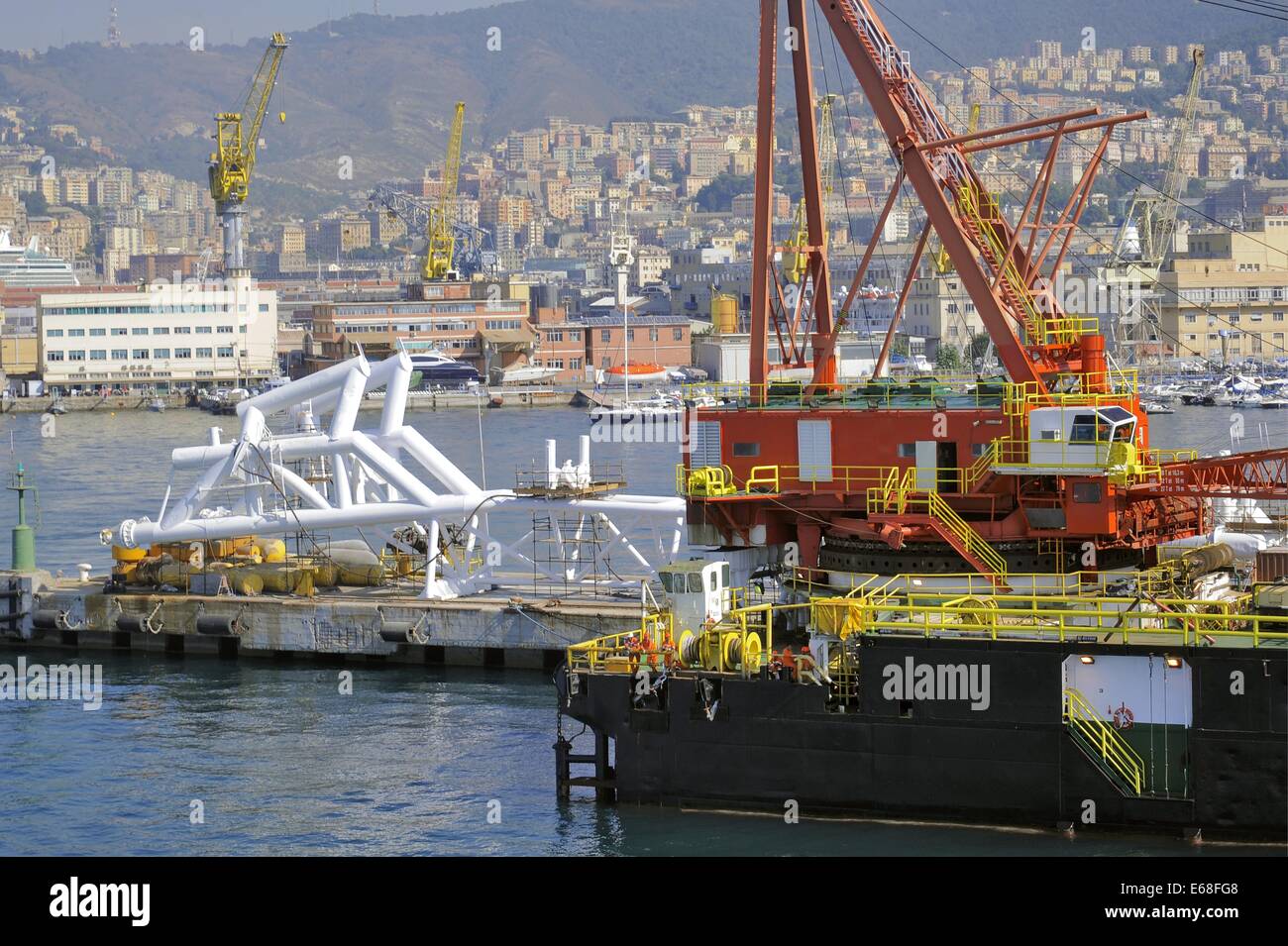 Genoa port (Italy), equipments for oil exploration Stock Photo