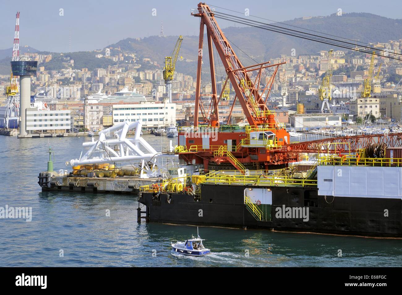 Genoa port (Italy), equipments for oil exploration Stock Photo