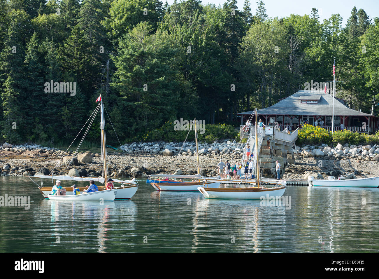Center Harbor, Brooklin, Maine 9 August 2014. Boats at anchor off the