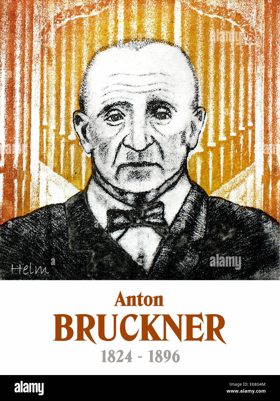 Anton Bruckner illustration, Austrian composer and organist, 1824 - 1896 Stock Photo