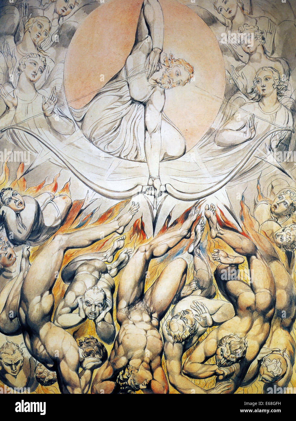 WILLIAM BLAKE (1757-1827)  English artist. Illustration for Milton's Paradise Lost Rebel Angels being out of Heaven (1808) Stock Photo