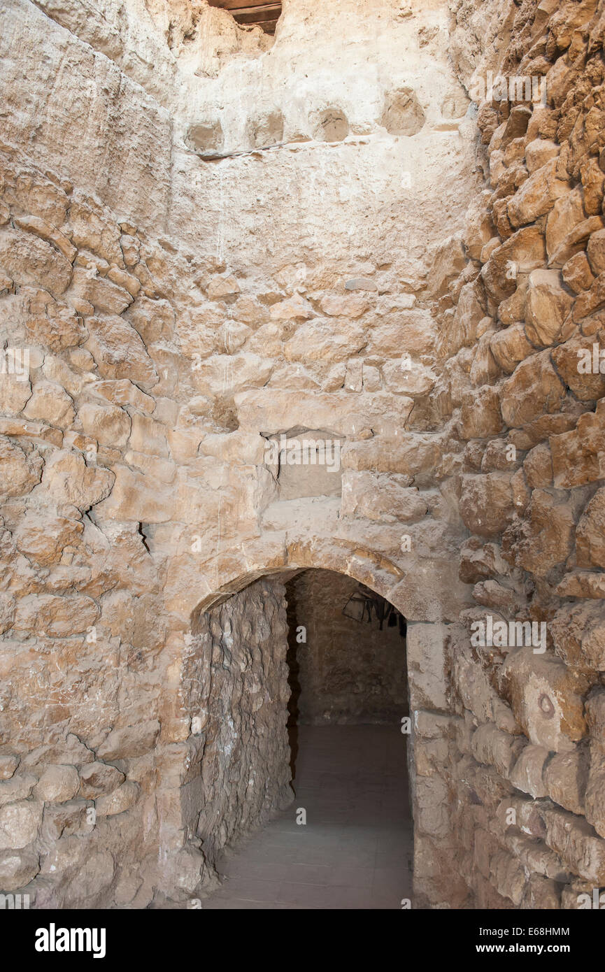 Ancient old walls and doorway entrance in ottoman period fort at El Quseir Egypt Stock Photo