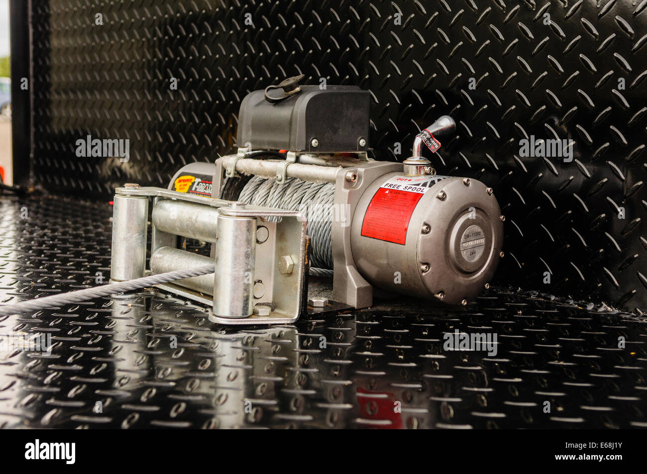 Winch of a tow truck Stock Photo Alamy