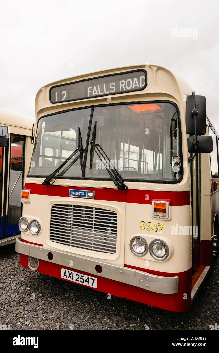Old Bristol RE single-decker bus as used in Belfast in the 1980s and 1990s. Stock Photo